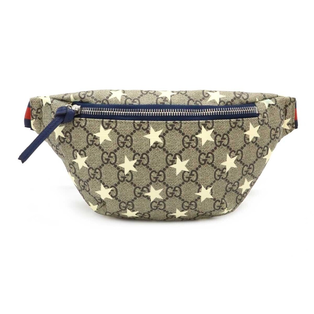 Gucci GG Supreme Waist Hip Bag Belt Star Beige Cream Ivory White